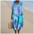 Casual V Neck Cotton-Blend Dress With No