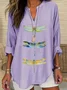 Casual Animal Shawl Collar Blouse