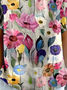 Shawl Collar Vintage Floral Loose T-Shirt