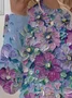 Women's Floral Print Spring Casual Round Neck Long Sleeve T-Shirt