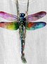 Vintage Linen Dolman Sleeve Dragonfly Loose T-Shirt