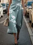 Women's Sleeveless Summer Green Floral Printing Crew Neck Daily Going Out Vintage Maxi H-Line Shift Dress Dress