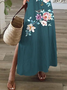 Women's Spring Summer Floral Print Casual V Neck Short Sleeve Dress