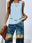 Gradient Pattern Casual Regular Fit Two-Piece Set With No