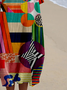 Regular Fit Shawl Collar Multicolor Block Casual Dress With No