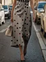 Women's Sleeveless Summer Brown Geometric Printing Crew Neck Daily Going Out Vintage Maxi H-Line Shift Dress Dress