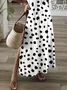 Women's Spring and Summer Polka Dot Printed Casual V-Neck Short Sleeve Dress