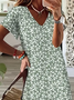 Women's Spring Summer Floral Print Casual V Neck Short Sleeve Dress