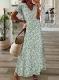 Women's Spring Summer Floral Print Casual V Neck Short Sleeve Dress
