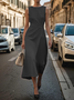 Women's Sleeveless Summer White Plain Printing Crew Neck Daily Going Out Vintage Maxi H-Line Shift Dress Dress