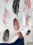 Women's Feather Print Spring Casual Round Neck Long Sleeve T-Shirt