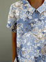 Shawl Collar Loose Casual Paisley T-Shirt