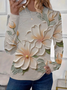 Women's Floral Print Spring Casual Round Neck Long Sleeve T-Shirt