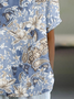 Shawl Collar Loose Casual Paisley T-Shirt