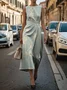 Women's Sleeveless Summer Green Floral Printing Crew Neck Daily Going Out Vintage Maxi H-Line Shift Dress Dress
