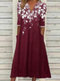Women's Short Sleeve Summer Black Floral Printing V Neck Daily Going Out Casual Maxi H-Line Fit & Flare Dress Dress
