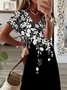 Women's Floral Print Casual V-Neck Short Sleeve Dress
