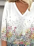 Loose V Neck Gradient Pattern Casual Blouse