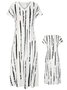 Women's Striped Spring Short Sleeve V-Neck Slit Dress