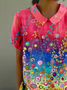 Vintage Shawl Collar Loose Psychedelic Art T-Shirt