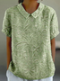 Shawl Collar Loose 3D Printing Casual T-Shirt