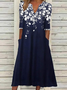 Women's Short Sleeve Summer Black Floral Printing V Neck Daily Going Out Casual Maxi H-Line Fit & Flare Dress Dress