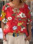 Regular Fit Crew Neck Floral Casual T-Shirt