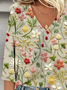 Loose V Neck Casual 3D Printing Blouse