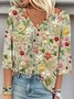 Loose V Neck Casual 3D Printing Blouse