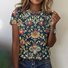 Crew Neck Regular Fit Floral Casual T-Shirt