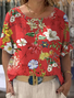 Regular Fit Crew Neck Floral Casual T-Shirt