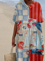 Casual Plaid Shawl Collar Dress With No