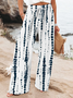 Women's  H-Line Baggy Pants Daily Going Out Pants White Casual Printing Striped Spring/Fall Pants