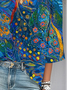 Casual Loose Pop Art Print V Neck Blouse