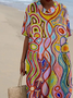 Vintage Shawl Collar 3D Printing Dress With No