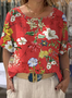 Regular Fit Crew Neck Floral Casual T-Shirt