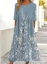 Crew Neck Vacation Dress With No