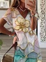 Women's Floral Print Casual V-Neck Short Sleeve Dress