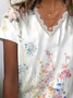 Women's Short Sleeve T-shirt Summer White Floral Printing V Neck Daily Going Out Casual Top