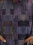 Women's retro ethnic patchwork print casual V-neck T-Shirt