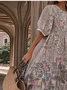 Loose Casual 3D Printing Crew Neck Dress With No