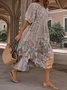 Loose Casual 3D Printing Crew Neck Dress With No