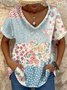 Ladies vintage floral print casual Loose Casual T-Shirt