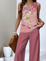 Floral Regular Fit Casual Two-Piece Set With No
