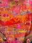 Women's casual V-neck in color abstract print T-Shirt