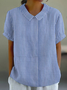 Women's Spring Stripe Print Lapel Short Sleeve Shirt