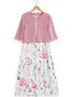 V Neck Urban Floral Regular Fit Two-Piece Set