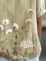Women's Floral Spring Print Lapel Short Sleeve Shirt