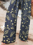 Women's  H-Line Baggy Pants Daily Going Out Pants Purplish blue Casual Printing Floral Spring/Fall Pants