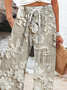 Women's  H-Line Baggy Pants Daily Going Out Pants Light Khaki Casual Printing Floral Spring/Fall Pants